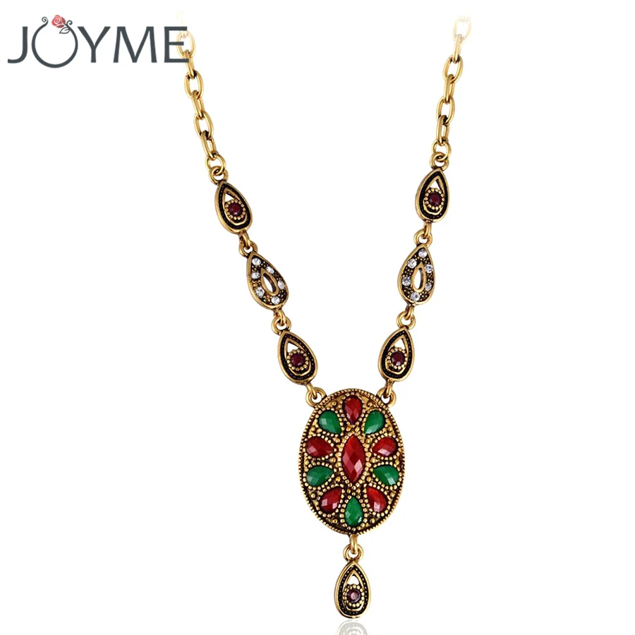 

Joyme Brand Turkish vintage Gold-Color Choker Maxi Necklace Resin Candy Women Necklace Statement Jewelry Collier Ethnique