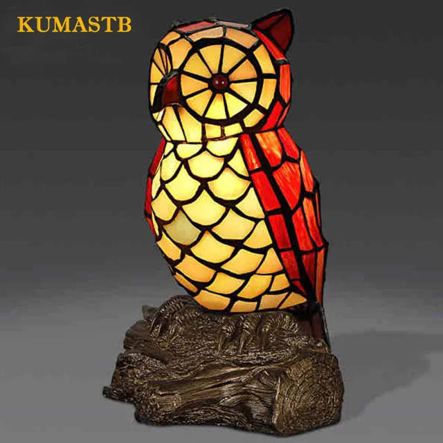 Stained Gl Owl Table Lamp Bedroom Bedside Light Creative Desk Stained Gl Owl Table Lamp Bedroom Bedside Light Creative Desk For Kids Room Fixtures