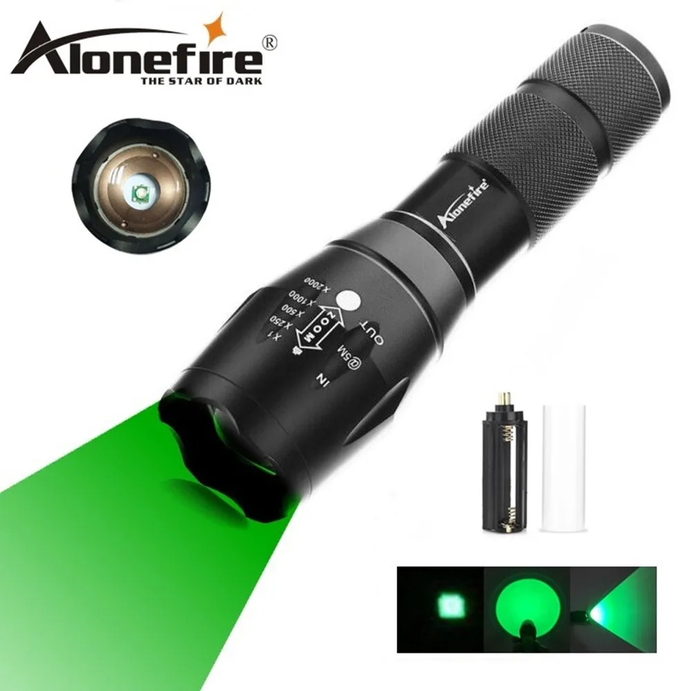 AloneFire E17 Waterproof 18650 Battery Tactical Flashlight Green Hunting Light Green Cree LED Hunting Light Lamp Torch