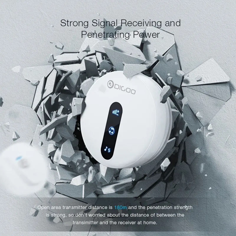 DIGOO DG-SD10 Водонепроницаемый дверной звонок 433 МГц ЕС/США/Великобритания штекер 4 уровня громкости 58 мелодий Автономный Передатчик дверной звонок в помещении