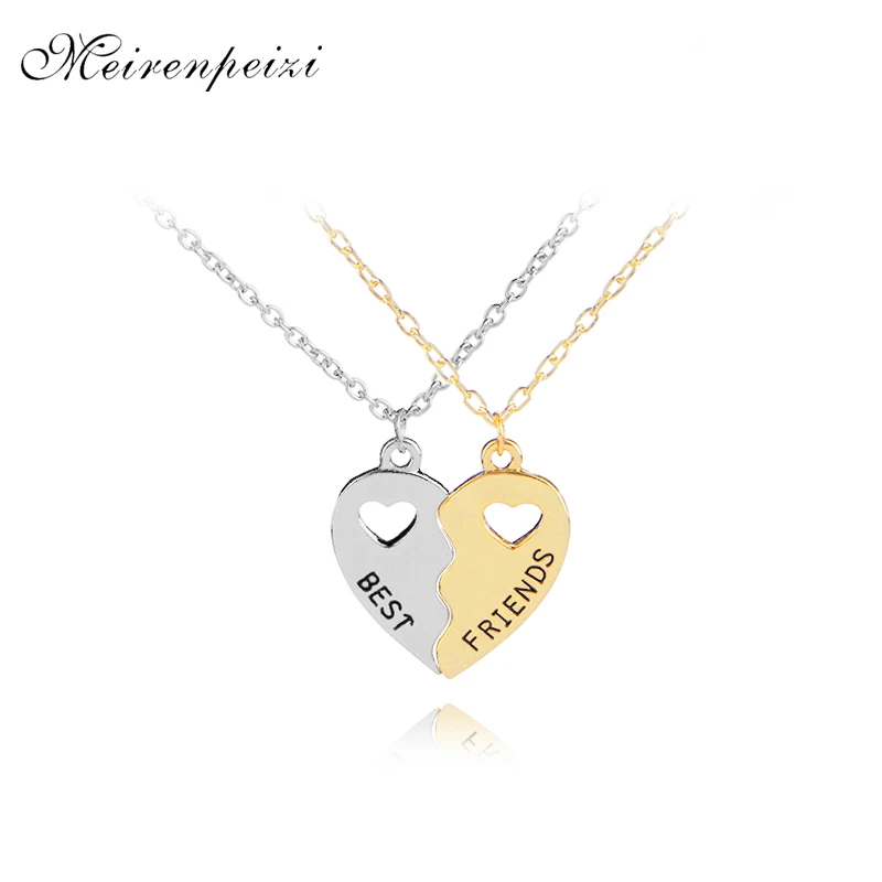 Puzzle Bff Necklaces For 2 Best Friend Necklaces Stitching Heart Broken 2 Necklace Graduation Gift For Friendship Back School Pendant Necklaces Aliexpress