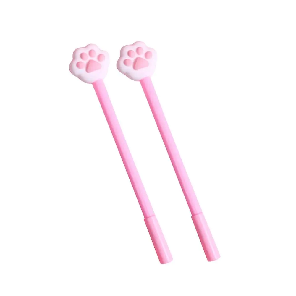 2Pcs Cute Cat Paw 0.5mm Black Gel Pen Promotion Pink Cartoon Student Writing Stationery School Supplies for Girl | Канцтовары для