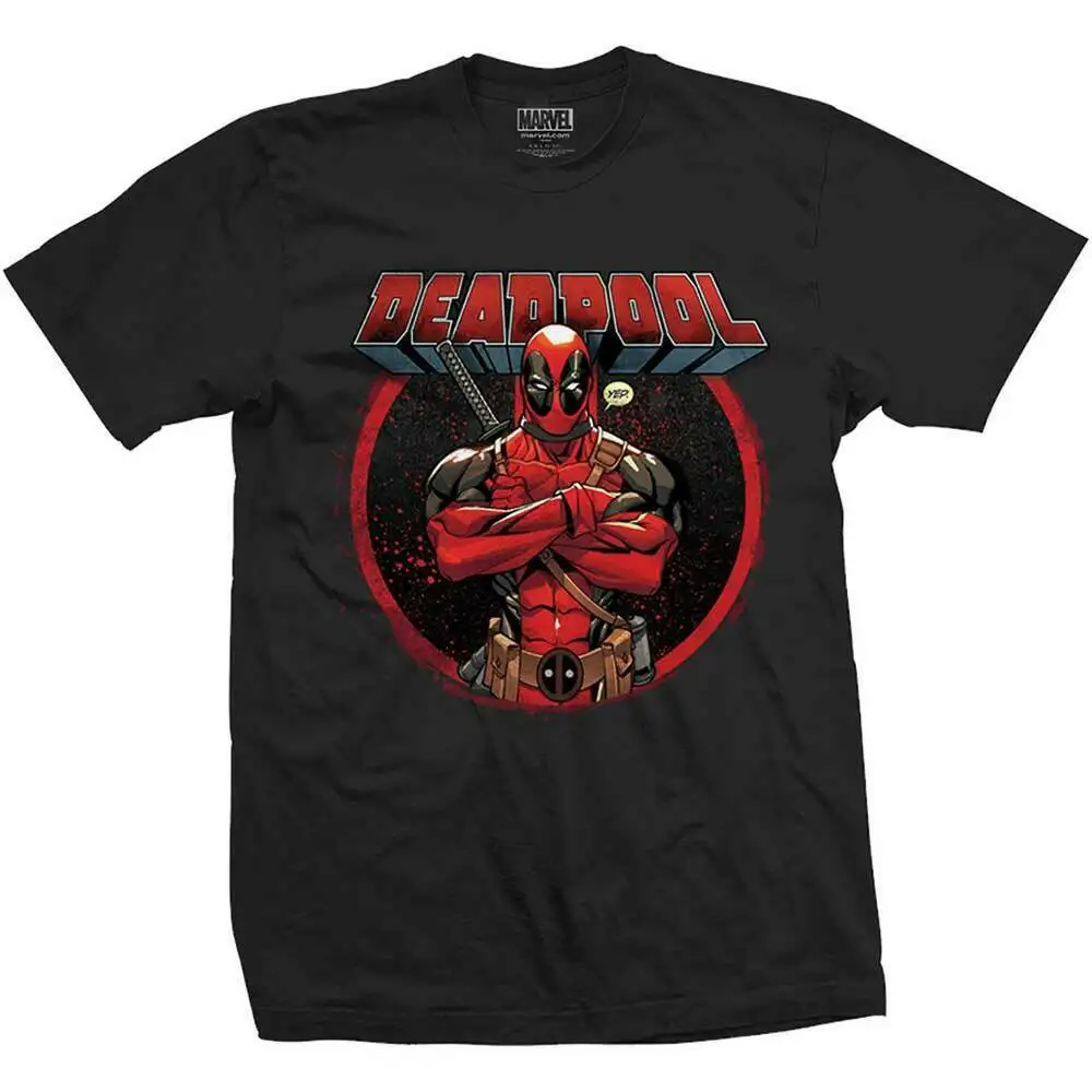 

MARVEL COMICS DEADPOOL "CROSSED ARMS" T-SHIRT Men Short Sleeves T Shirt top tee