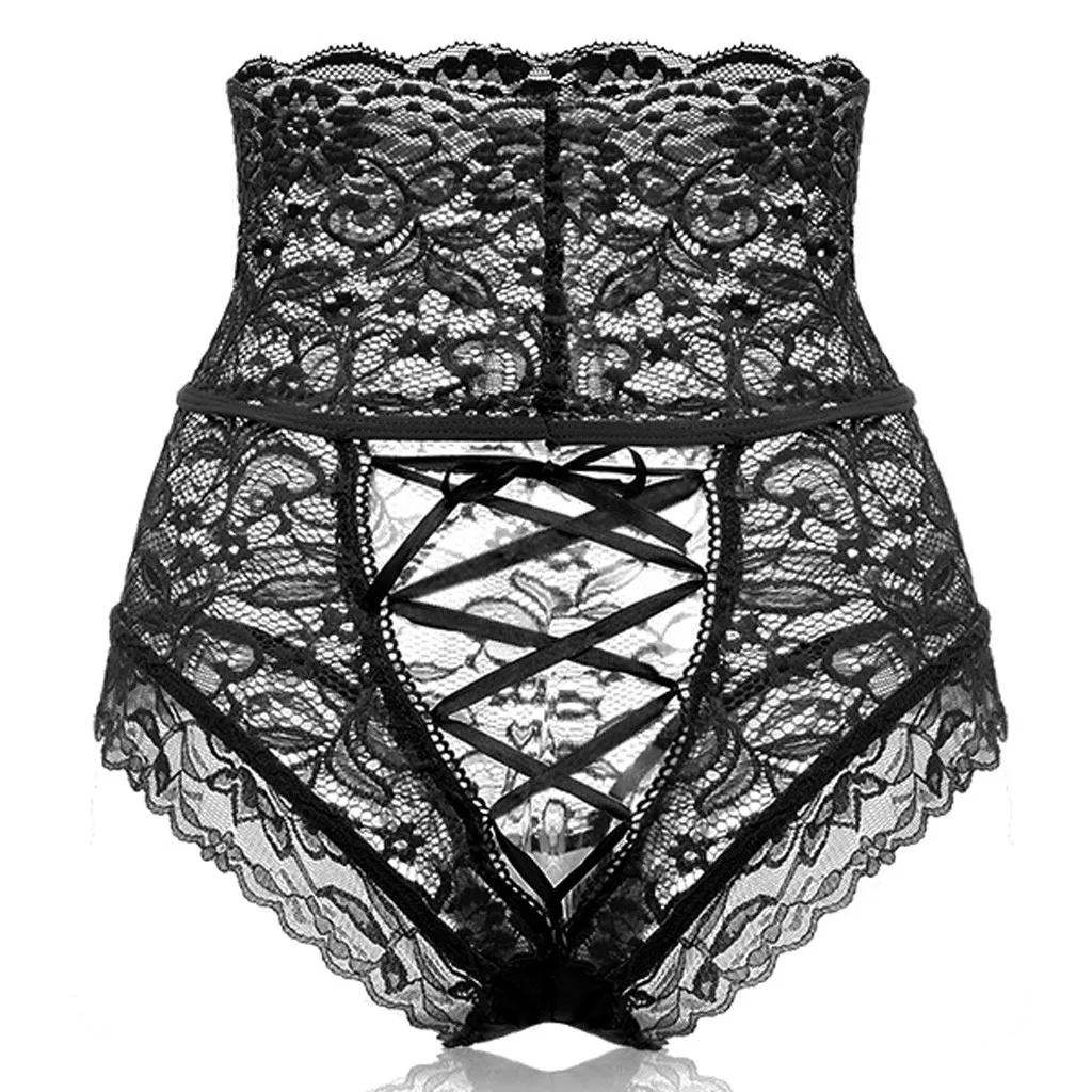 Amazing Sexy High Waist Panties Women Lace Thongs and G Strings Underwear Ladies Hollow Out Underpants Imitation Lingerie