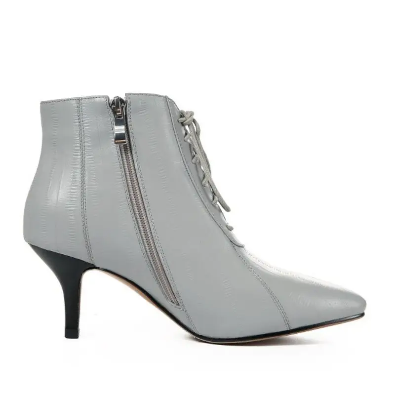 Sexy Cuir Cheville Haut 3439 En Hiver Femmes Chaudes De Noir gris Zipper Lanières Talon Véritable Pour Les Kemekiss Chaussures Taille Fourrure Bottes u1c3lJF5TK