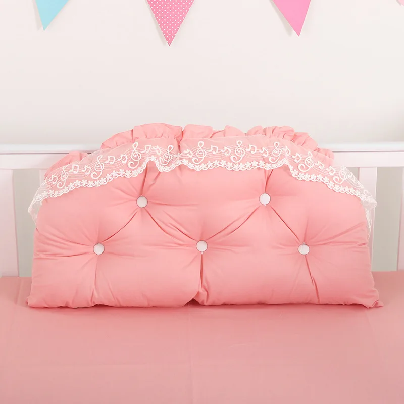 pink 65cm Детская спинка кровати для девочек, кружевная хлопковая детская прикроватная Подушка, защита для кроватки, подушка для детской комнаты, украшение для спальни - Цвет: pink 65cm
