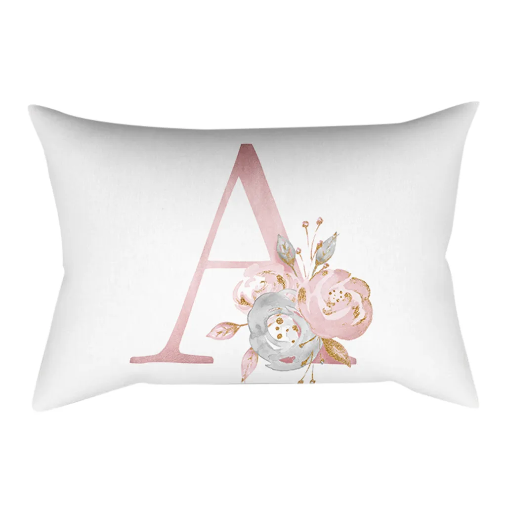 

Letter Pillow Cover 30x50 cm Room English Alphabet For Home goods 1PC Flower Pillowcase Polyester