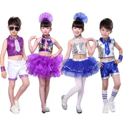 Детские блестками джаз костюмы для латинских танцев балетные костюмы обувь мальчиков и девочек современные танцевальные костюмы одежда