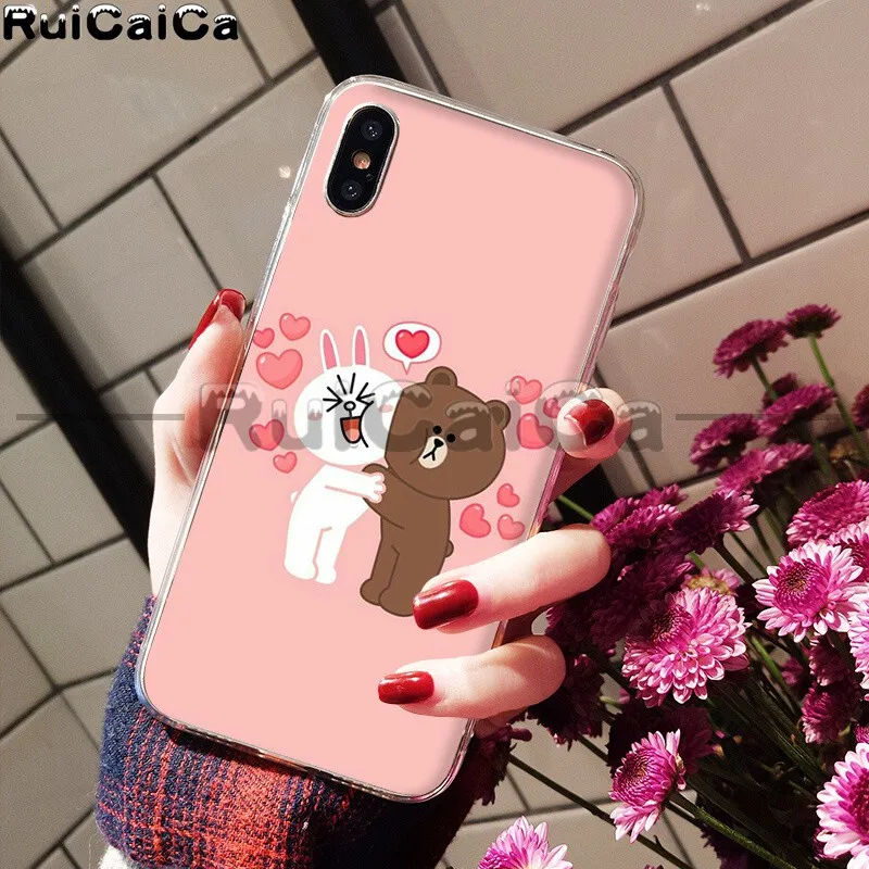 RuiCaiCa Line Friends коричневый Медведь Мягкий ТПУ чехол для телефона для Apple iPhone 8 7 6 6S Plus X XS MAX 5 5S SE XR мобильных телефонов - Цвет: A8