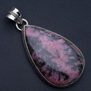 

Natural Rhodonite Punk Style 925 Sterling Silver Pendant 2 1/4" P0604