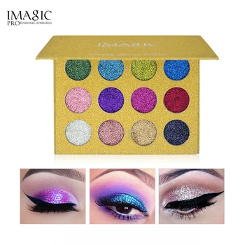 

IMAGIC 12 Colors Palette Glitter Pressed Glitters Eyeshadow Diamond Rainbow Cosmetic Pressed Eye shadow Make Up