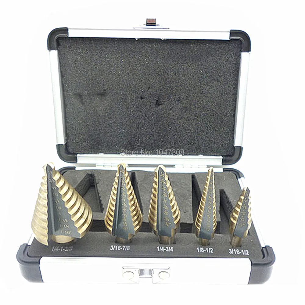 5pcs Sae Step Drill Bit Enlarge Hole Bits Wood Metal Steel Drilling