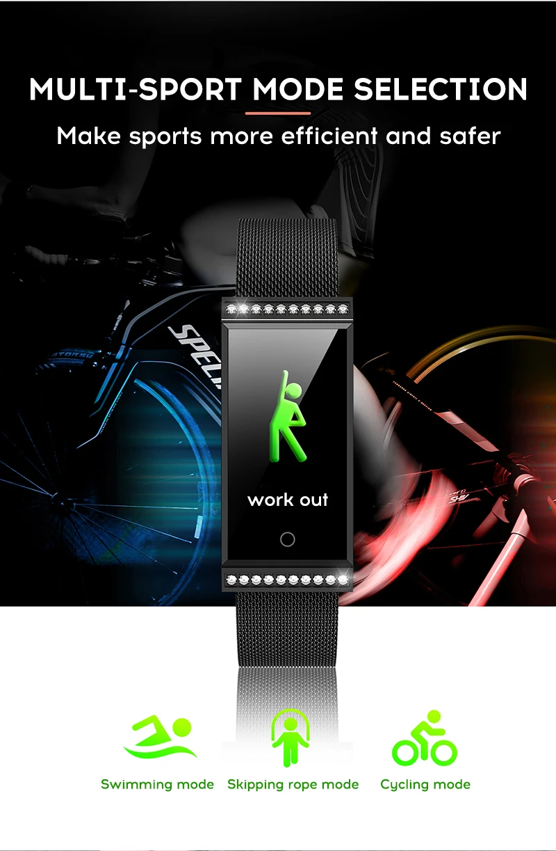 MAFAM Luxury Women Smart Bracelet IP68 Waterproof Fitness Tracker Heart Rate Blood Pressure Monitor Sport Smart Watch Band Clock (10)