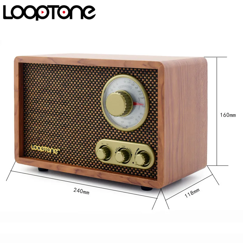 LoopTone Настольный AM/FM Hi-Fi радио винтажное Ретро классическое радио с встроенным динамиком управления ВЧ и басами ручной работы из дерева