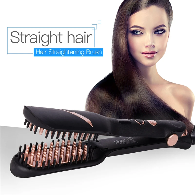 

Kemei Ceramic Electric Hair Straightening Brush Aluminium Alloy Comb Professional Straightener Temperature Adjustable Flat Iron