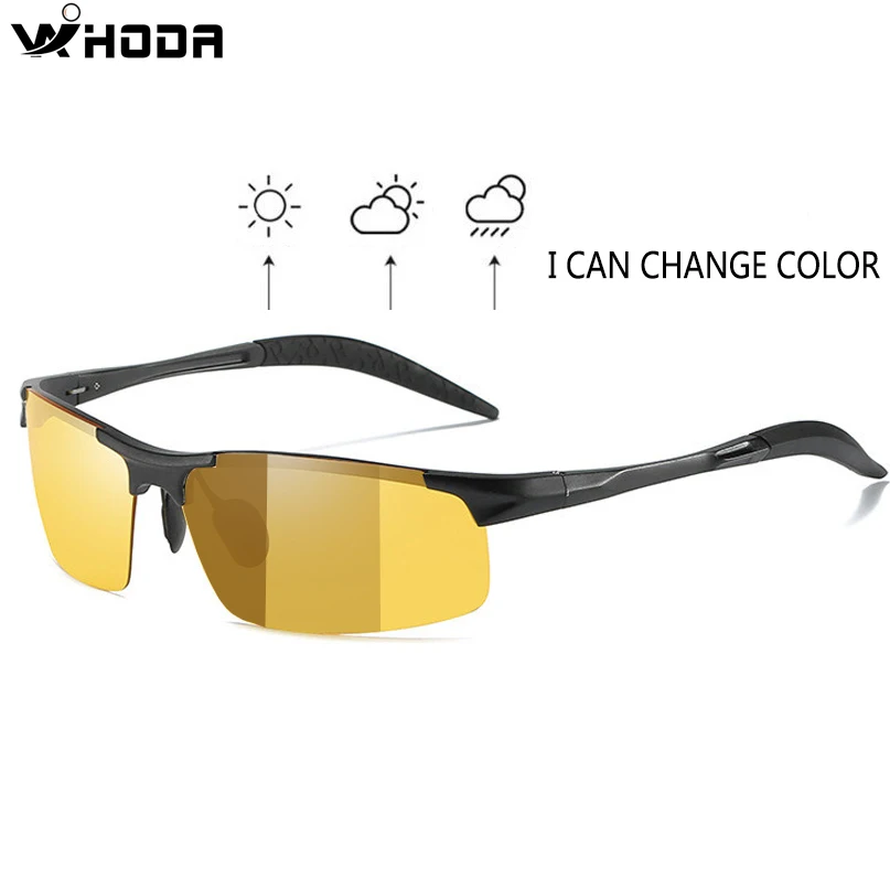 

Pure Al-Mg Photochromic Lens Polarized Men's Day&Night Vision Driving Sunglasses, Anti-Glare Male Driver Sun Glasses S156