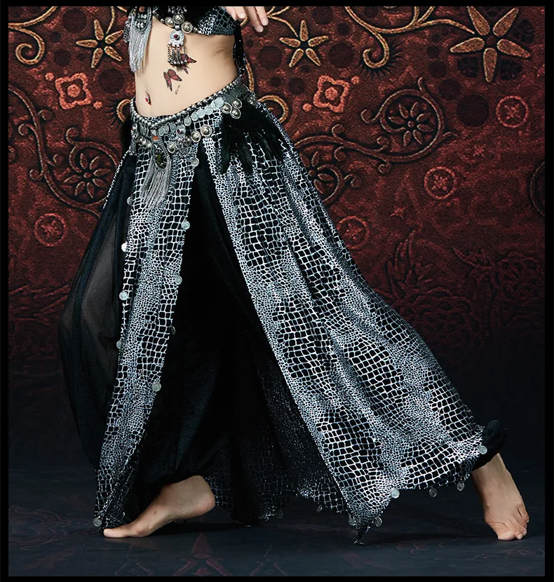 Танец живота шифон крокодил печати шаровары для танцев Племенной танцевальный костюм леггинсы женщин(без пояса