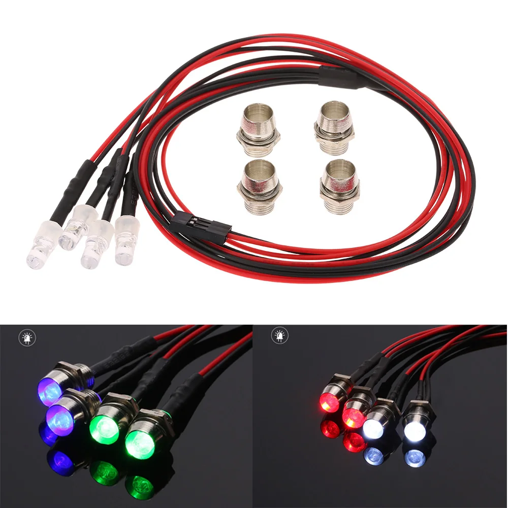 

4 LED Lights Kit 2 White 2 Red for 1/10 1/8 Traxxas HSP Redcat RC4WD Tamiya Axial SCX10 D90 HPI RC Car LED lamp