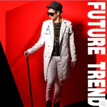 S-5XL! Новинка года ночной клуб бар Для Мужчин's певица одежда Мода белый средней длины комплект большие размеры мужской сценические костюмы