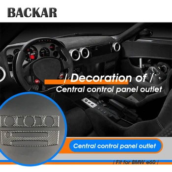 

BACKAR Auto Car Carbon Fiber Stickers For BMW 5Series E60 2004-2010 Center Console Dashborad Air Outlet Frame Covers Accessories