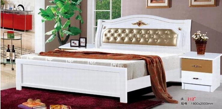 high quality bed Oak Bedroom furniture bed solid wood 6752