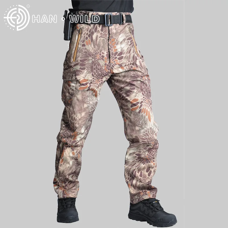 Poco de la piel de tiburón, impermeable a prueba de viento al aire libre senderismo Trekking CS caza de camuflaje pantalones hombres pantalones de lana pantalones de ejército Pantalones Poco de la piel de tiburón, impermeable a prueba de viento al aire libre senderismo Trekking CS caza de camuflaje pantalones hombres pantalones de lana pantalones de ejército Pantalones
