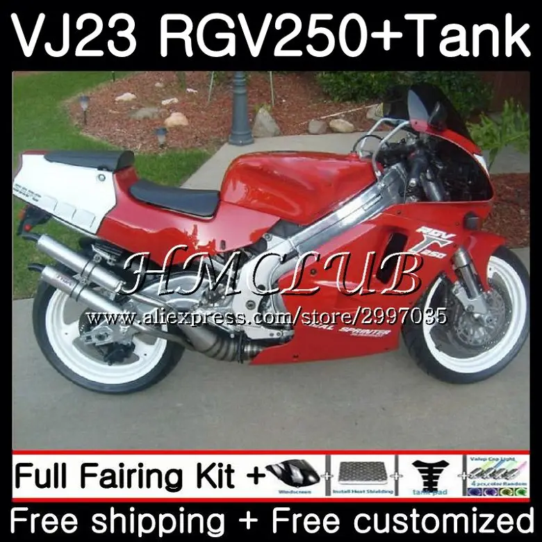 Комплект+ бак для SUZUKI VJ21 VJ22 VJ23 глянцевая red HOT RGV250 97 98 тела 43HC. 15 RGV 250 VJ 21 22 23 SAPC RGV-250 1997 1998 обтекателя - Цвет: No. 1