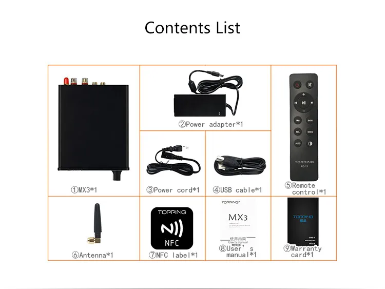 TOPPING MX3 TDA7498E Bluetooth цифровой усилитель USB коаксиальный волоконный декодер встроенный DAC Amp автоматический переключатель NFC 257 мВт* 2 24 бит 192 кГц