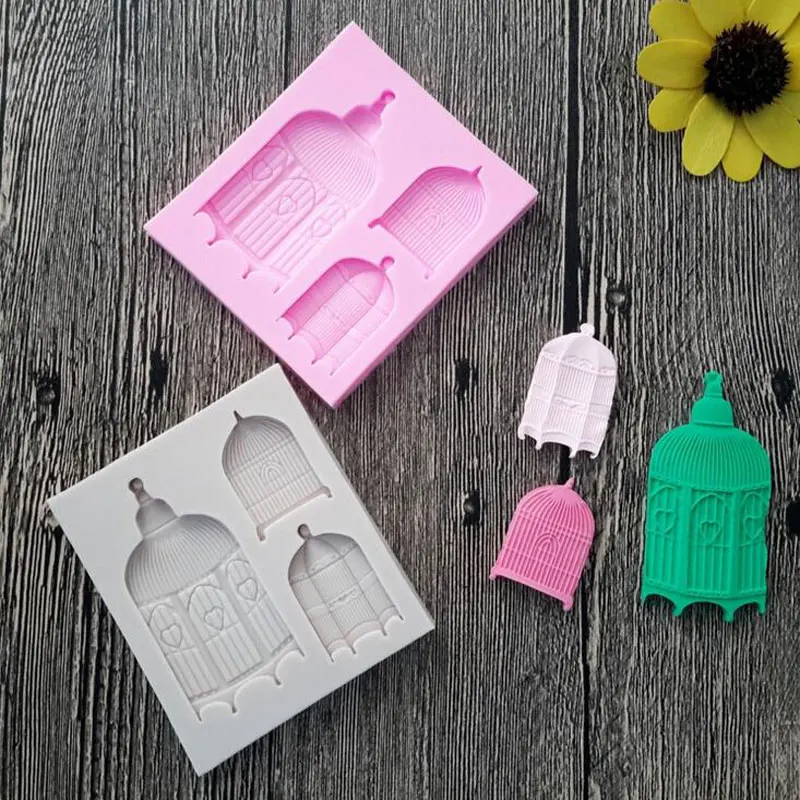 

Bird Cages 3 Cavity Silicone Mold Fondant Mould Cake Decorating Tools Chocolate Gumpaste Molds, Sugarcraft, Kitchen Gadgets