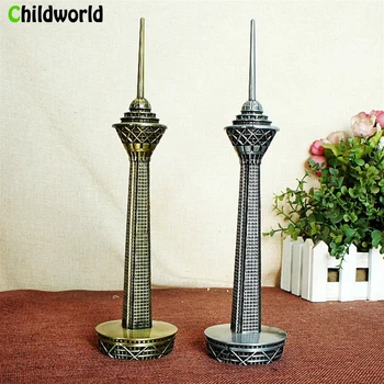 

Popular Home Decor Ornament Iran Milad Tower Metal Craft Model Building Figurine Home Decoration Accessories Home Interior Decor