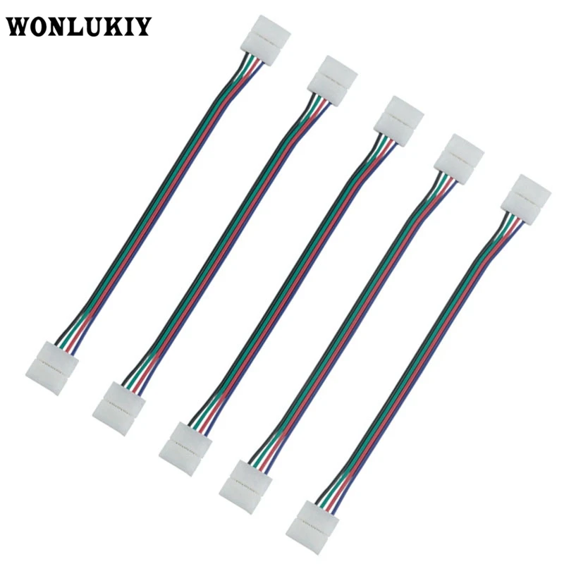 

5PCS 4 Pin 10mm Double Head LED RGB Strip Connector For 5050 RGB LED Strip Light Led Tape Extension Wire Terminals, No Welding