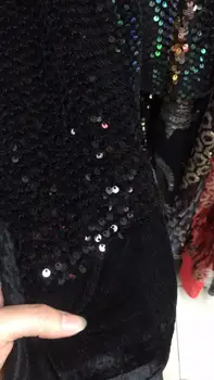 

Black Nigerian Lace Fabric 2019 High Quality Sequin Velvet Lace Fabric Gold Embroidered Tulle African Velvet Lace Fabric