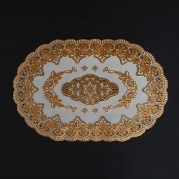 

Japan&Korea 10Pcs/lot PVC hot stamping Placemat Place mat cover table dinner oval coaster Mat Heat pads Dec wholesale FG691-3