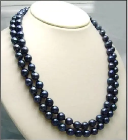 Details about   charming 11-10mm natural south sea black  pearl necklace 18" 14K clasp 