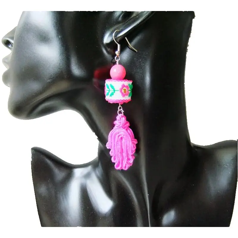 

CirGen 4 Colors Fashion Cotton Earrings Handmade Women Ethnic Hand-knit Embroidery Drop Earring Jewelry Item Gift,AF063
