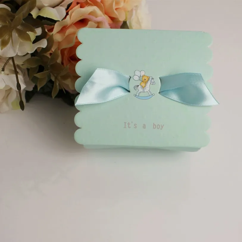 100 шт/партия для предродовой вечеринки Подарочная коробка конфет вечерние раздаточный материал для гостей синие/розовые сладкие коробки для мальчиков/девочек - Цвет: Blue
