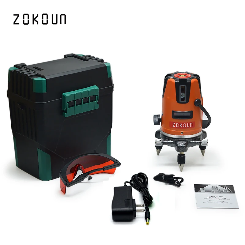 

US Plug ZOKOUn 05RCO 5 lines 6 points 360 degrees rotary outdoor mode available self leveling red line laser level