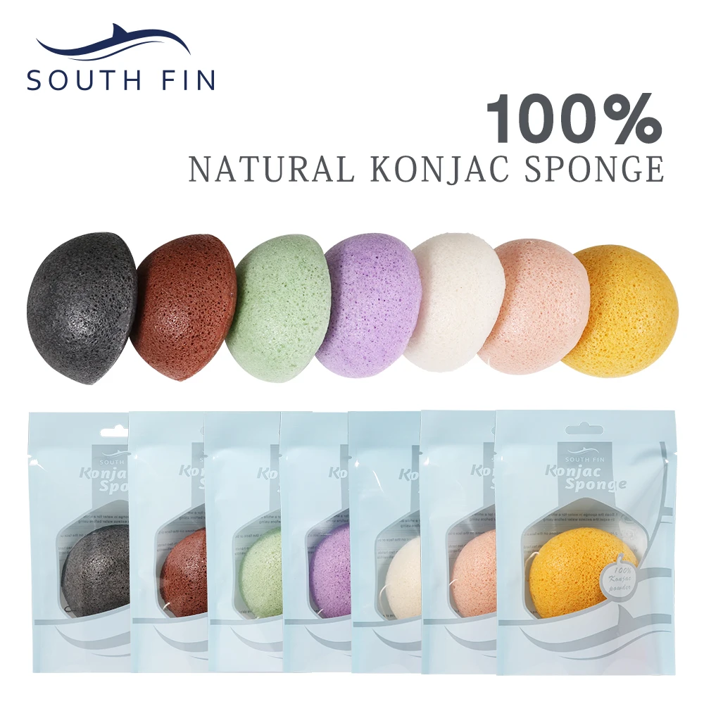 Deals Chance of  7 Colors Natural Konjac Sponge Konnyaku Facial Puff Face Clean Washing Sponge Exfoliator Cleansing 
