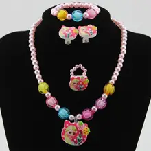 1 комплект для девочек, имитация жемчуга, мультяшное платье принцессы и ожерелье со снеговиком/браслет/кольцо/серьги, Детские актерские/вечерние/рождественские подарки