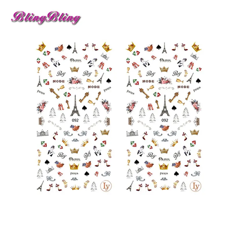 Blingbling 4 шт. клей ногтей Стикеры наклейки 3D цветок Фламинго мультфильм Mix DIY
