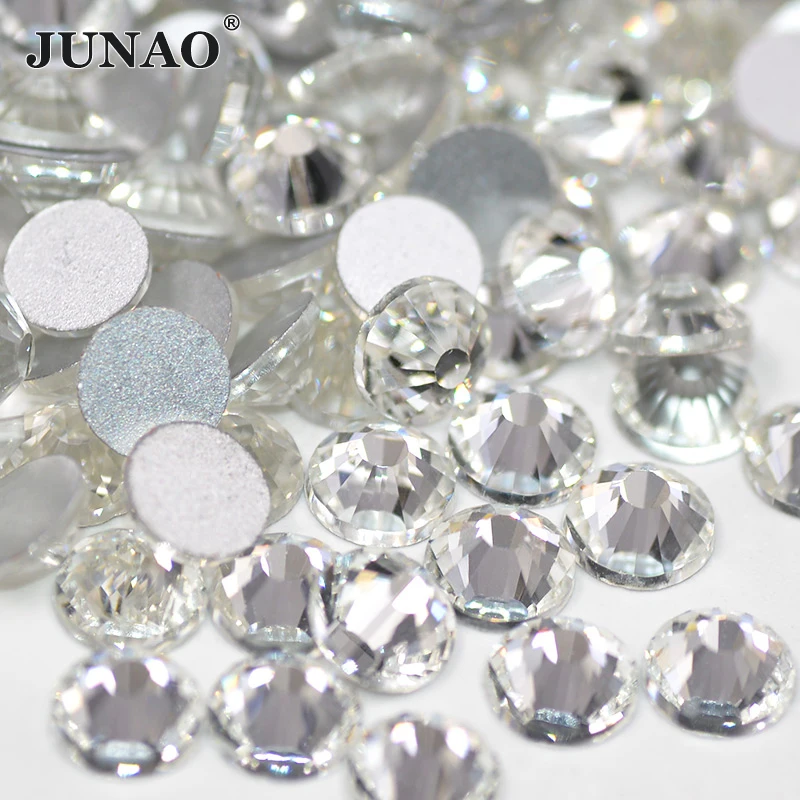 JUNAO SS6 10 16 20 30 прозрачное белое стекло круглые стразы аппликация с плоской задней