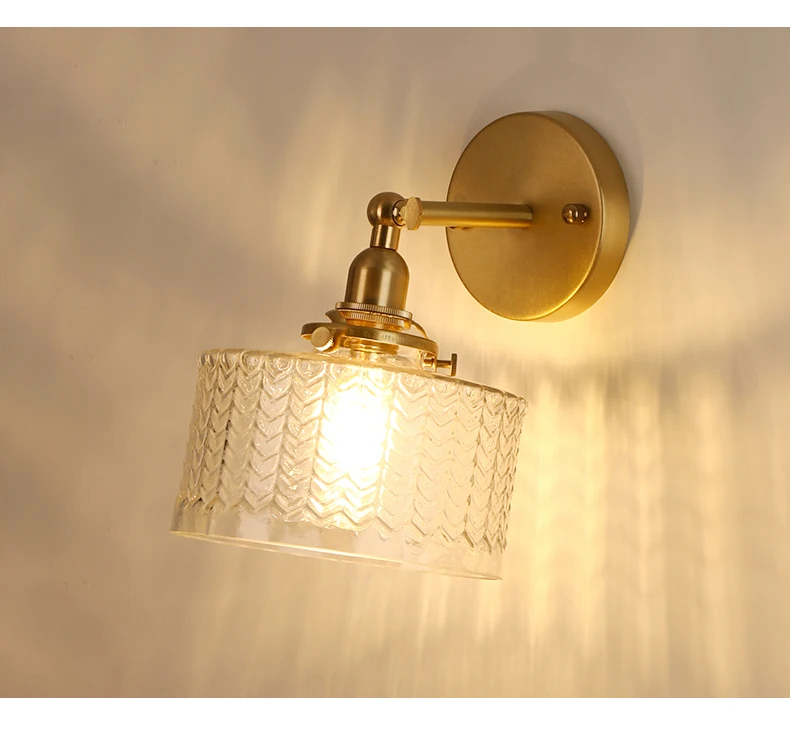 Lâmpada de Parede com Ondulações Graus para Cima e para Baixo para o Quarto Bronze Forma Vidro Ângulo Rotação 270 Sala Estar Iluminação Interior el 10 Luminárias de parede