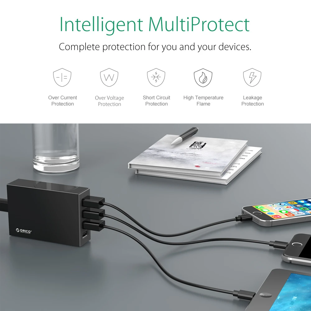 ORICO USB зарядное устройство 5V 6.8A Макс 34W 5 портов Универсальное для телефона Samsung LG