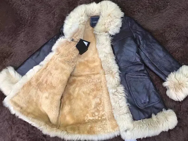 Винтажное Женское пальто из натуральной овчины, Натуральная шерсть, подкладка, женская зимняя куртка, коричневый цвет, Большая распродажа