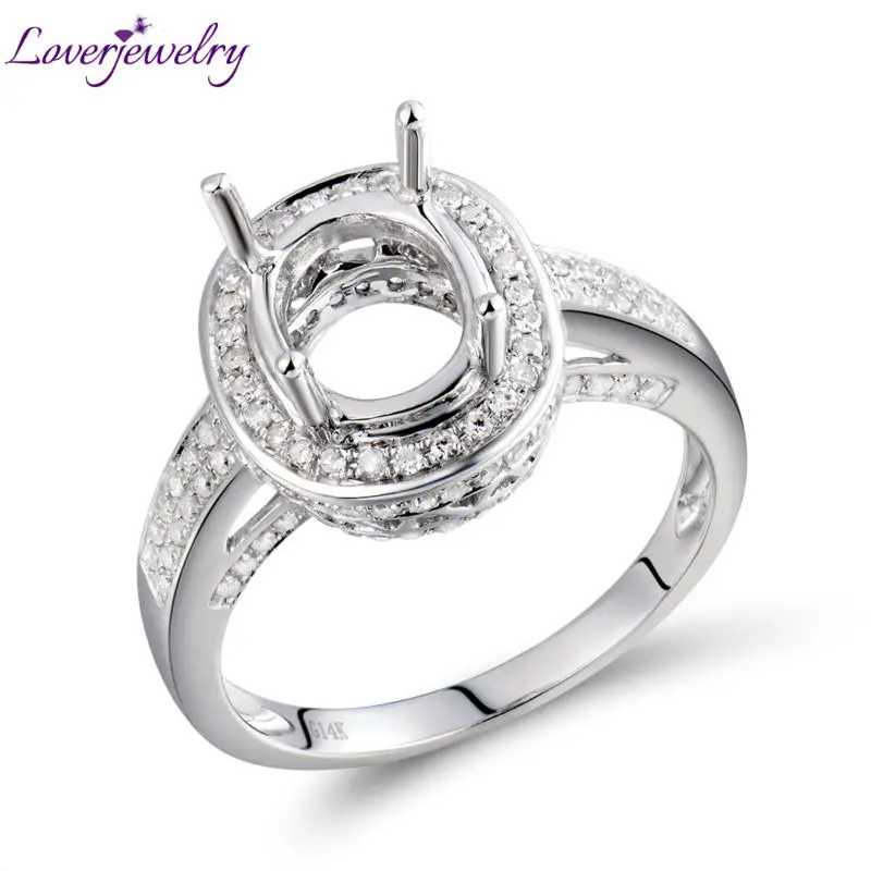 

Hot!Solid 14Kt White Gold Natural Diamond Setting Engaging Ring Mounting Oval 7x9mm For Sale WR0001
