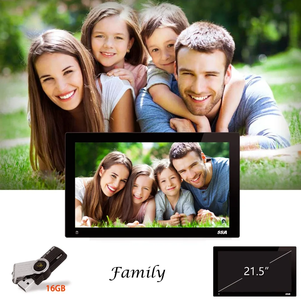 21.5 Inch Widescreen Digital Photo Frames HD Support Photo, Music & Video,HDMI VESA 1920x1080