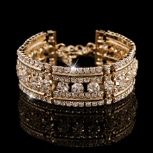 New Fashion gold / silver plated Austrian crystal brand jewelry 5 Multi-chain rhinestone bracelet women fine Jewellry
