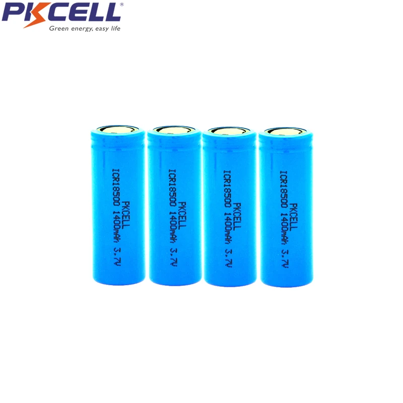 

4Pcs PKCELL ICR 18500 3.7V Li-ion Rechargeable Battery 1400mAh ICR18500 Batteries For e-cigarette vaping pipe Torch headlight