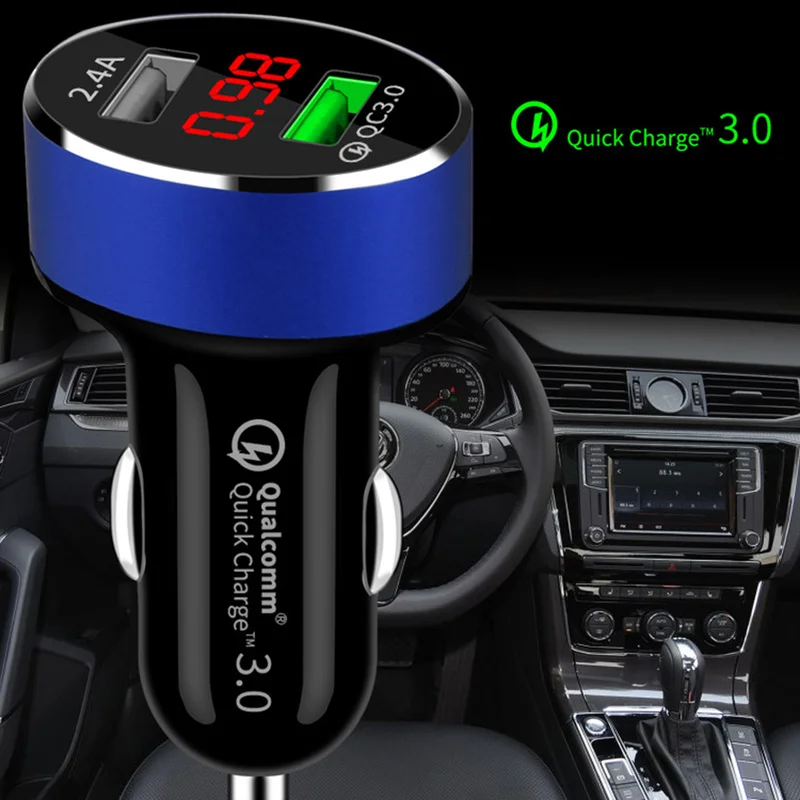 

Fast Charging Car Charger Digital Display Dual USB for Mobile Phones IPAD and Other Terminal Electronic Products Car Accessories
