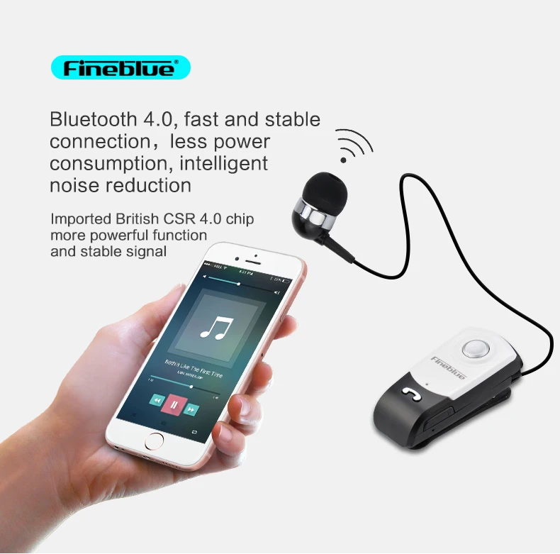 Fineblue F960 Bluetooth наушники Беспроводной Handsfree гарнитура бизнес с микрофоном Звонки напомнить износ вибрации пульт на прищепке